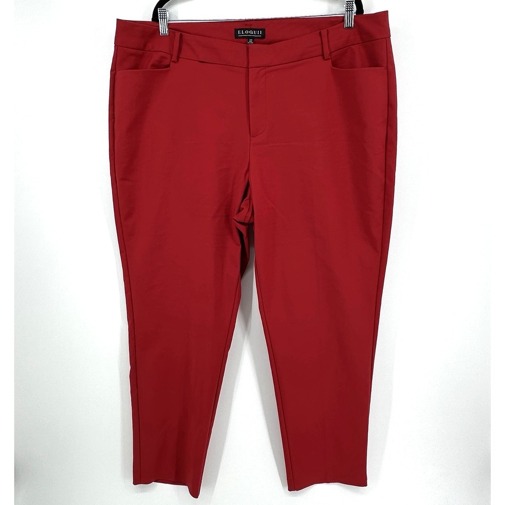 Eloquii Kady Fit Double-weave Pant Red Plus Size 20R Gena Fit High-Rise Office